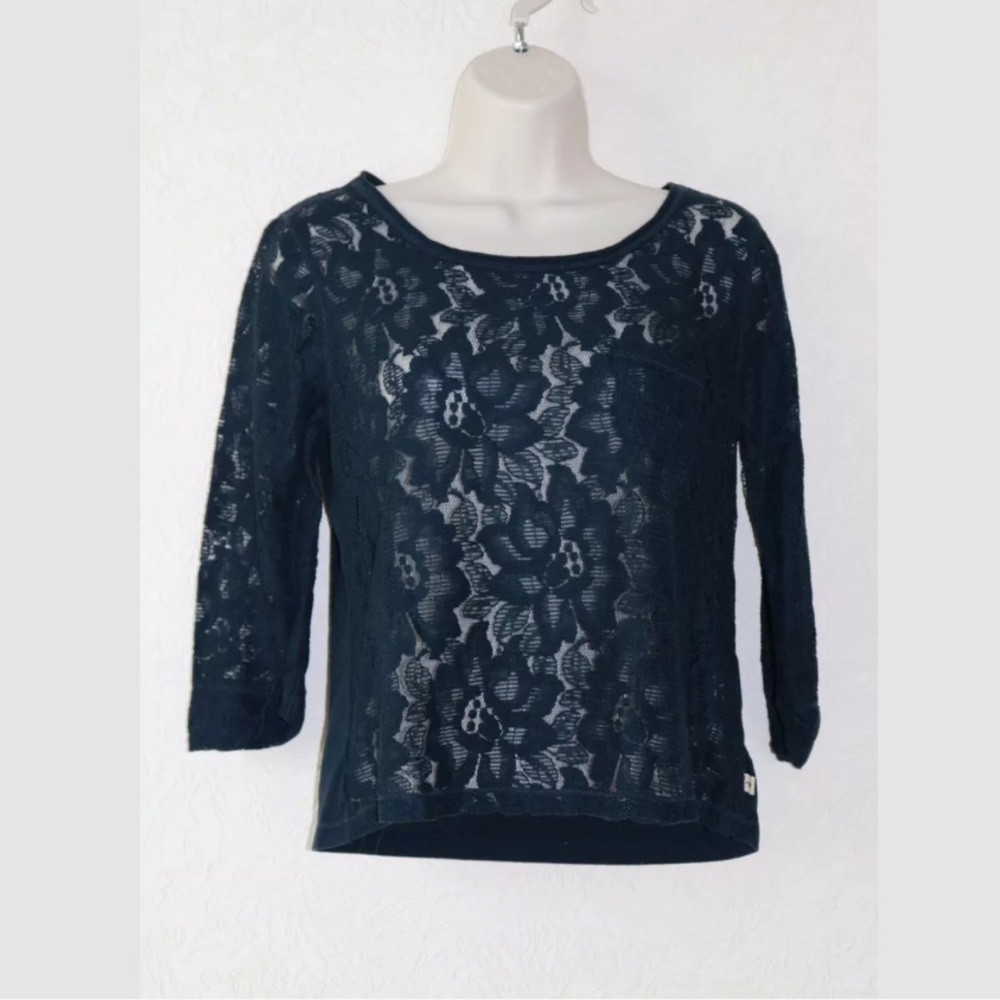 Hollister Lace Blouse - Navy - Sz. M